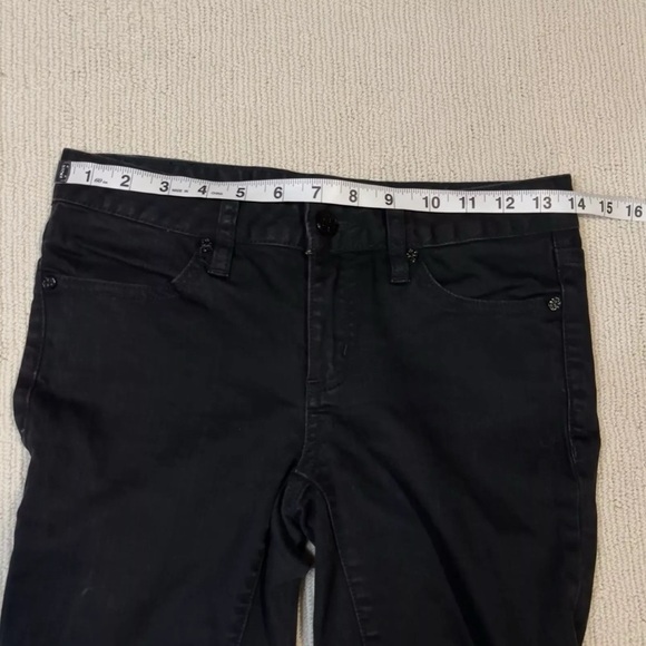 Tory Burch Size 25 Black Denim Legging Jeans Skinny Ankle Low Rise Logo Patch - Picture 6 of 10